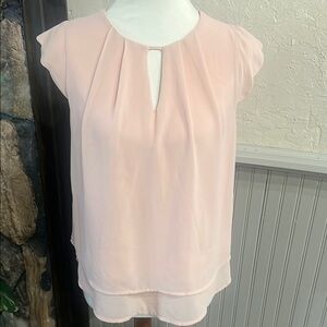 Monteau Pink Pleated Cap Sleeve Blouse